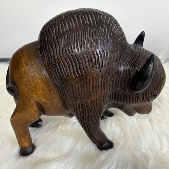 Collectable Wooden Buffalo Figurine - Picture 1 of 7